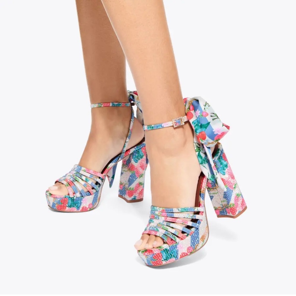 Kurt Geiger Multicolor Floral Platform Heels